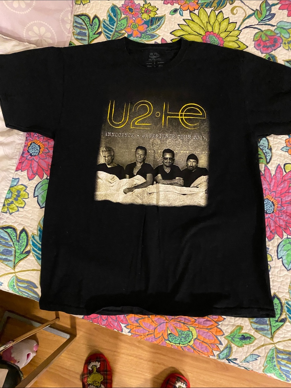 Vintage Black U2 Band Tee with Yellow Logo